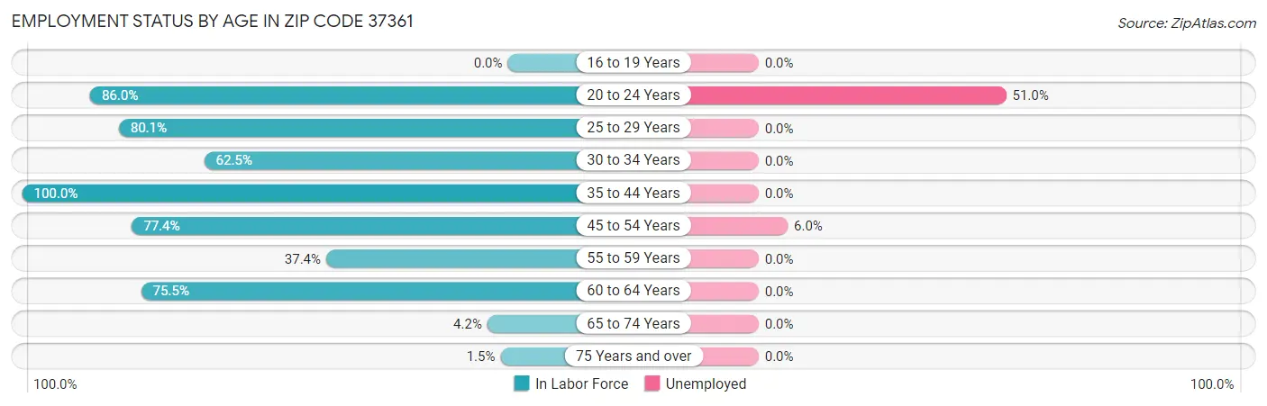 Employment Status by Age in Zip Code 37361
