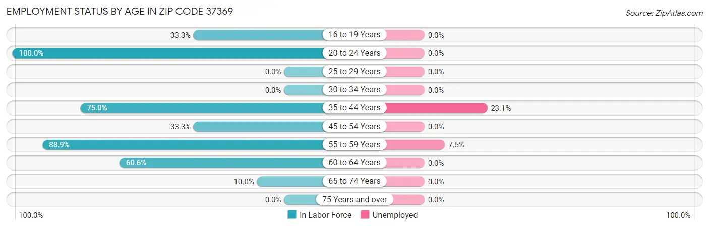 Employment Status by Age in Zip Code 37369