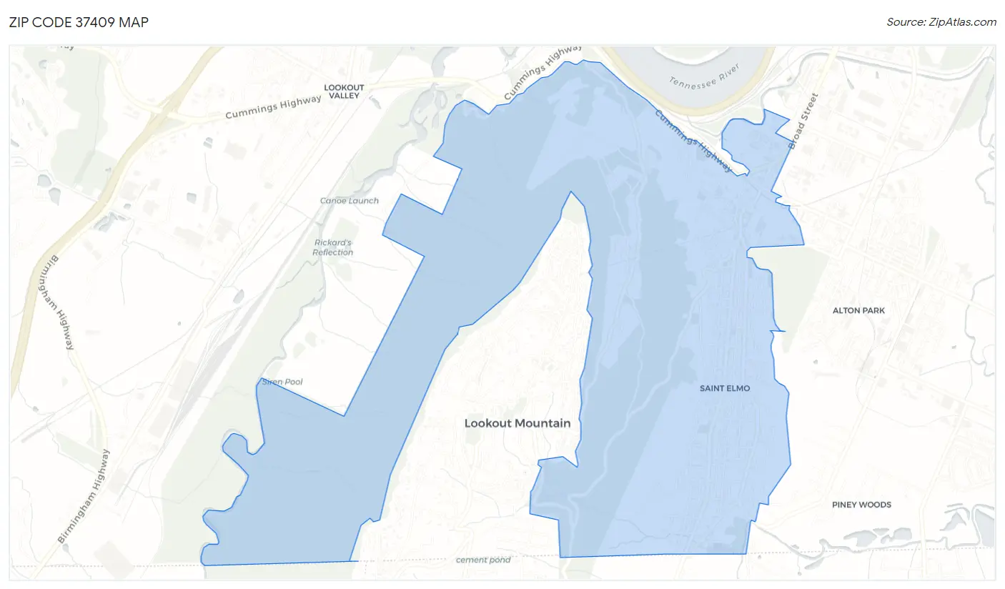 Zip Code 37409 Map