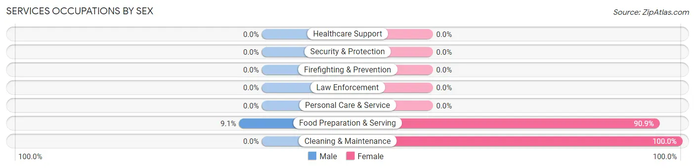 Services Occupations by Sex in Zip Code 37713
