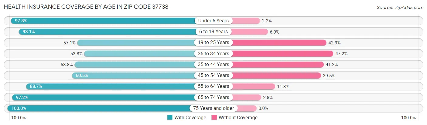 Health Insurance Coverage by Age in Zip Code 37738