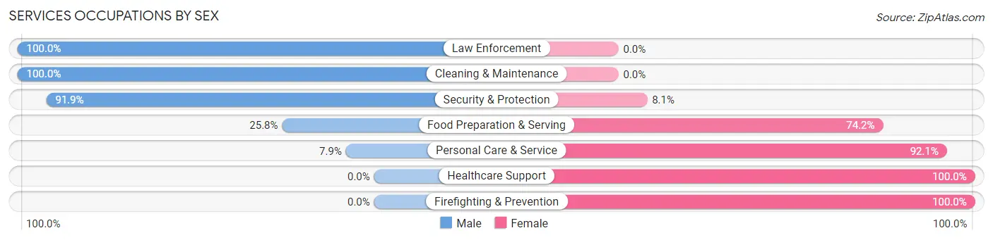 Services Occupations by Sex in Zip Code 37820