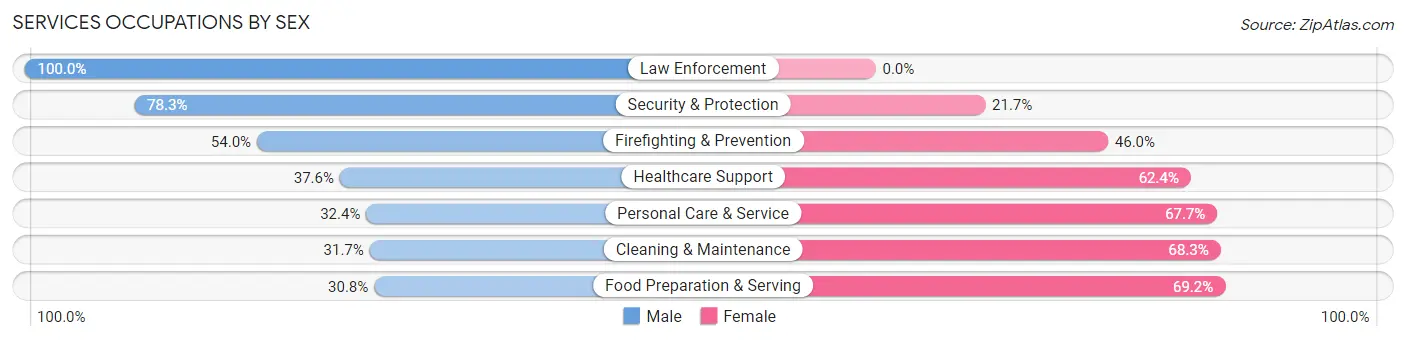 Services Occupations by Sex in Zip Code 37821