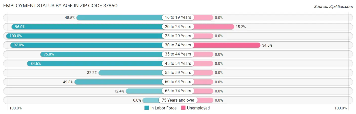 Employment Status by Age in Zip Code 37860