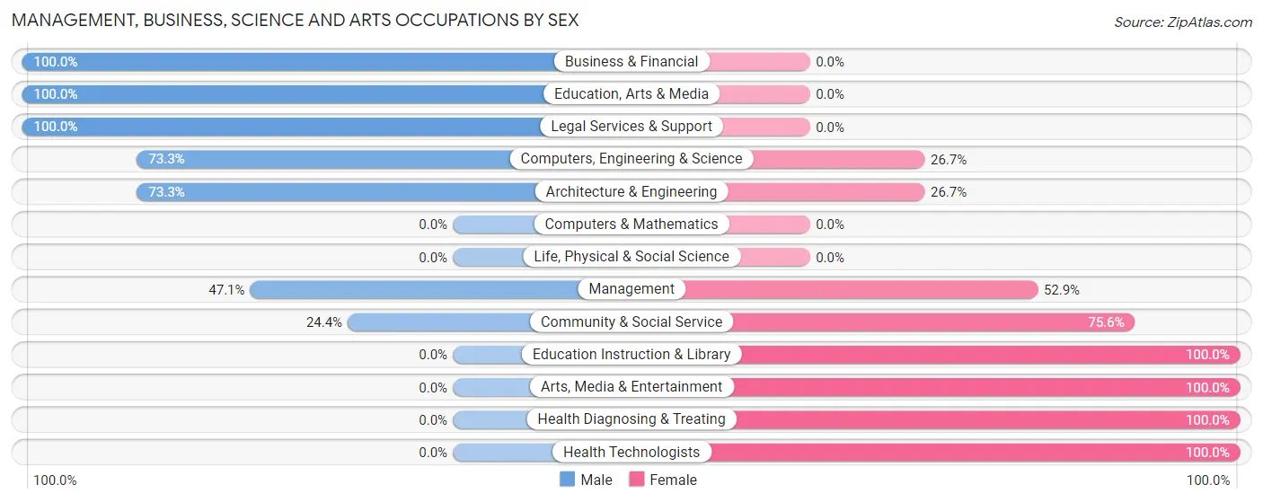 Management, Business, Science and Arts Occupations by Sex in Zip Code 37860