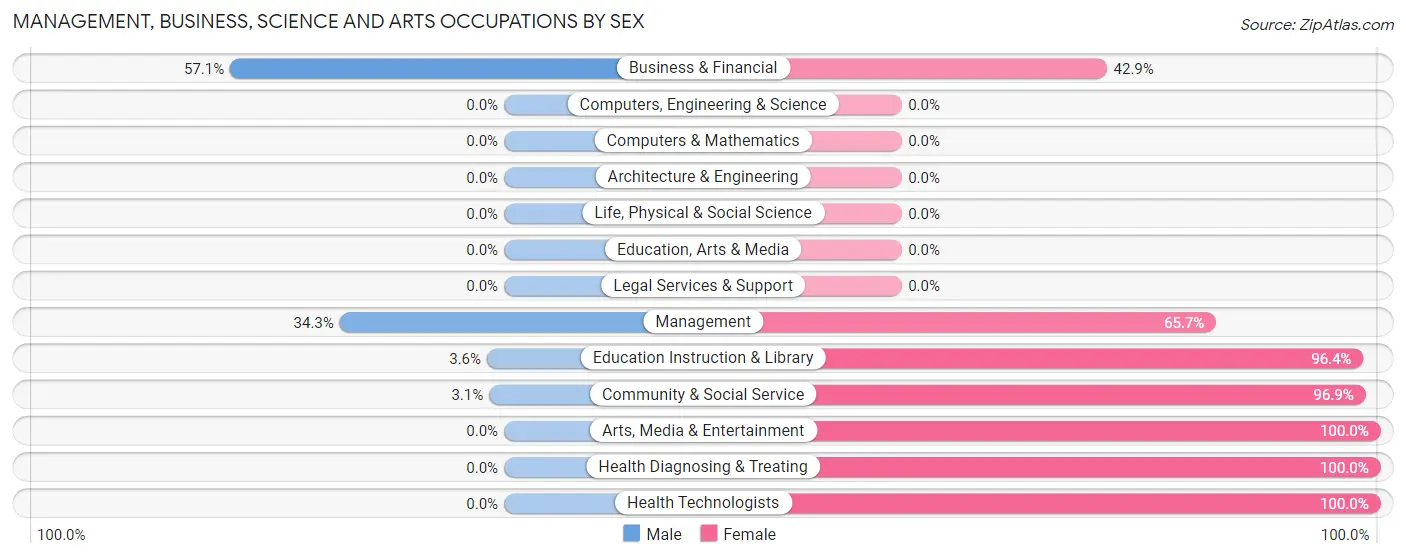 Management, Business, Science and Arts Occupations by Sex in Zip Code 38080