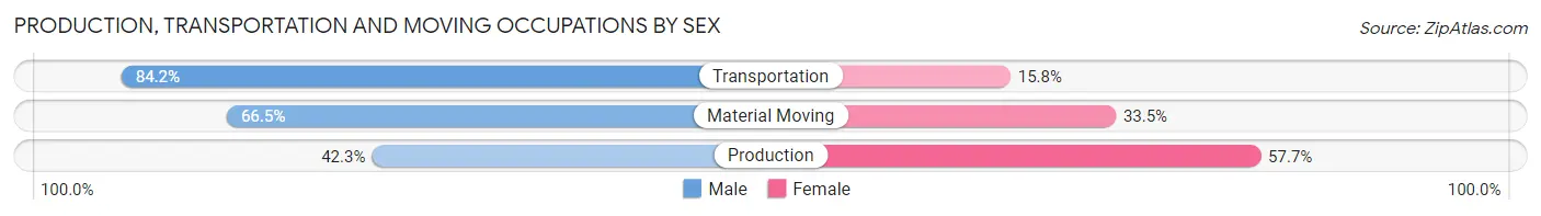 Production, Transportation and Moving Occupations by Sex in Zip Code 38111