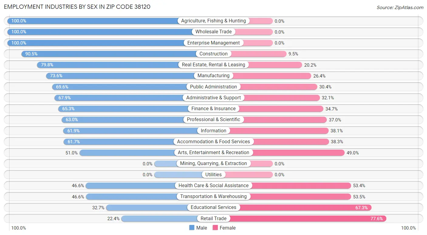 Employment Industries by Sex in Zip Code 38120