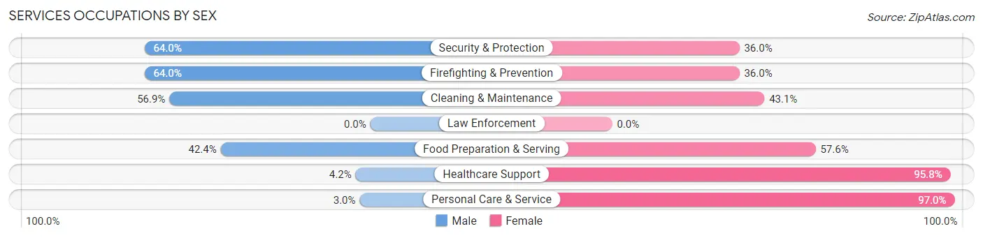 Services Occupations by Sex in Zip Code 38127