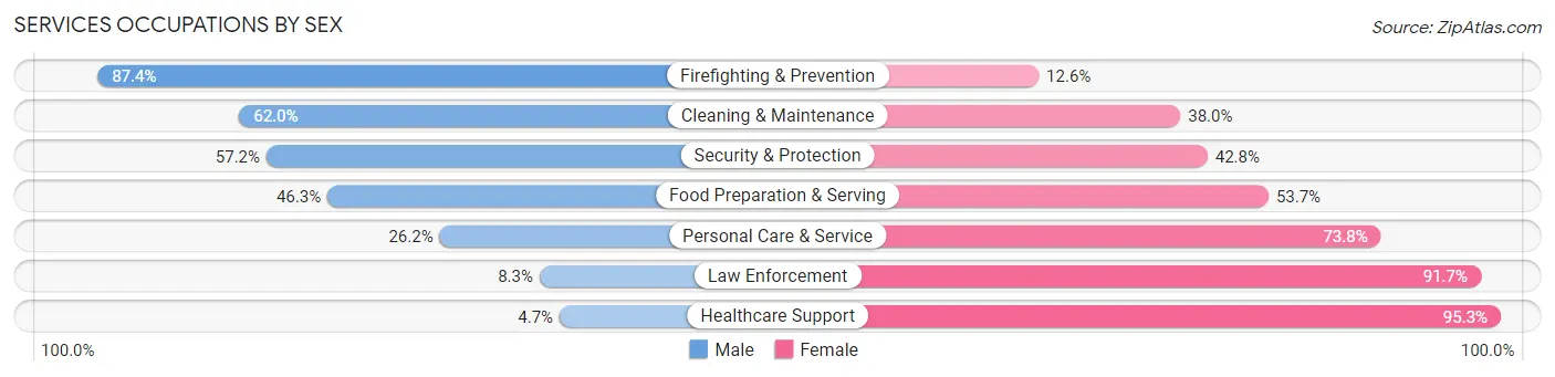 Services Occupations by Sex in Zip Code 38141