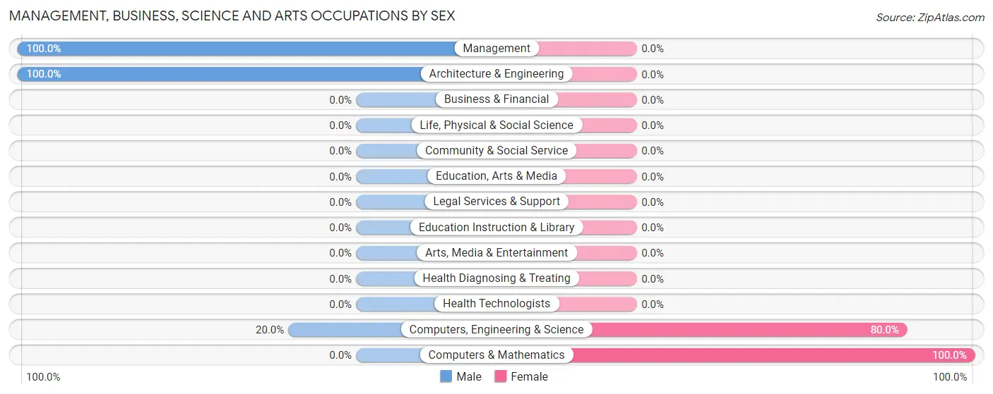 Management, Business, Science and Arts Occupations by Sex in Zip Code 38338