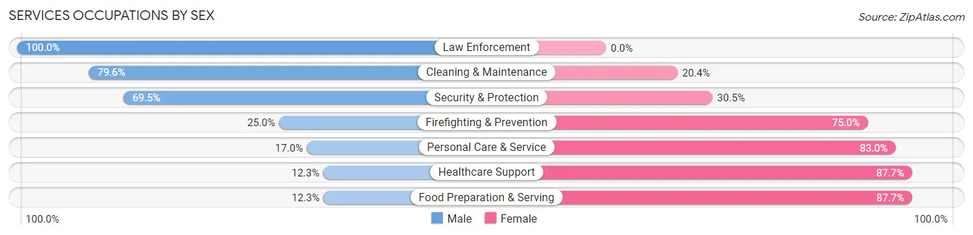 Services Occupations by Sex in Zip Code 38372