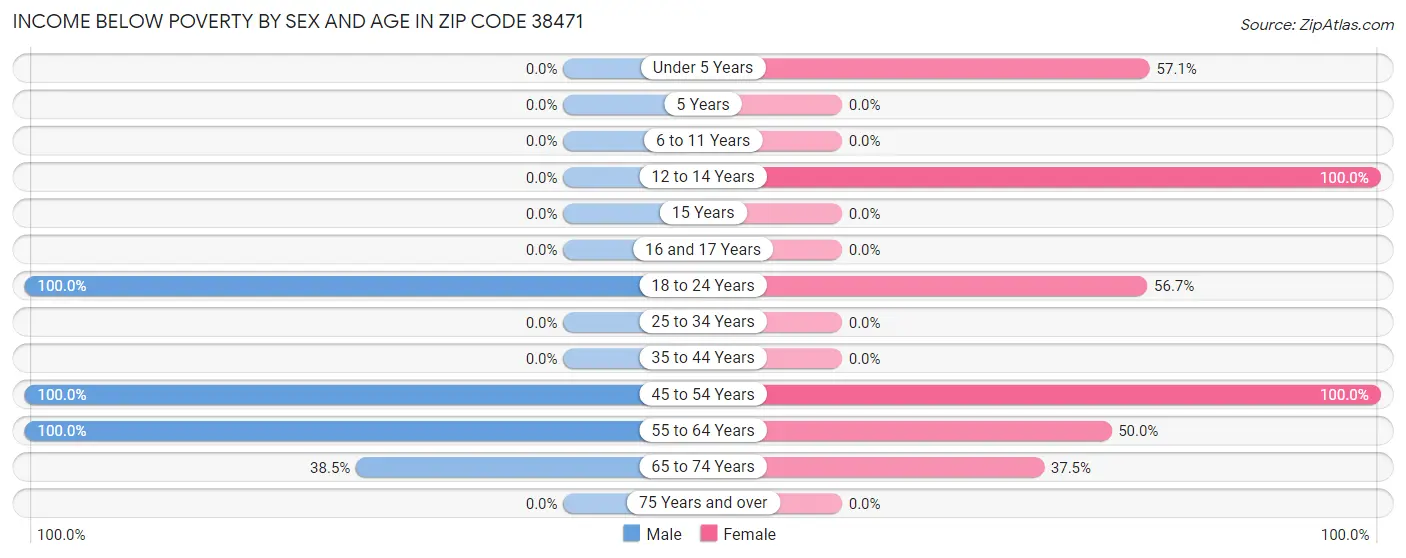 Income Below Poverty by Sex and Age in Zip Code 38471