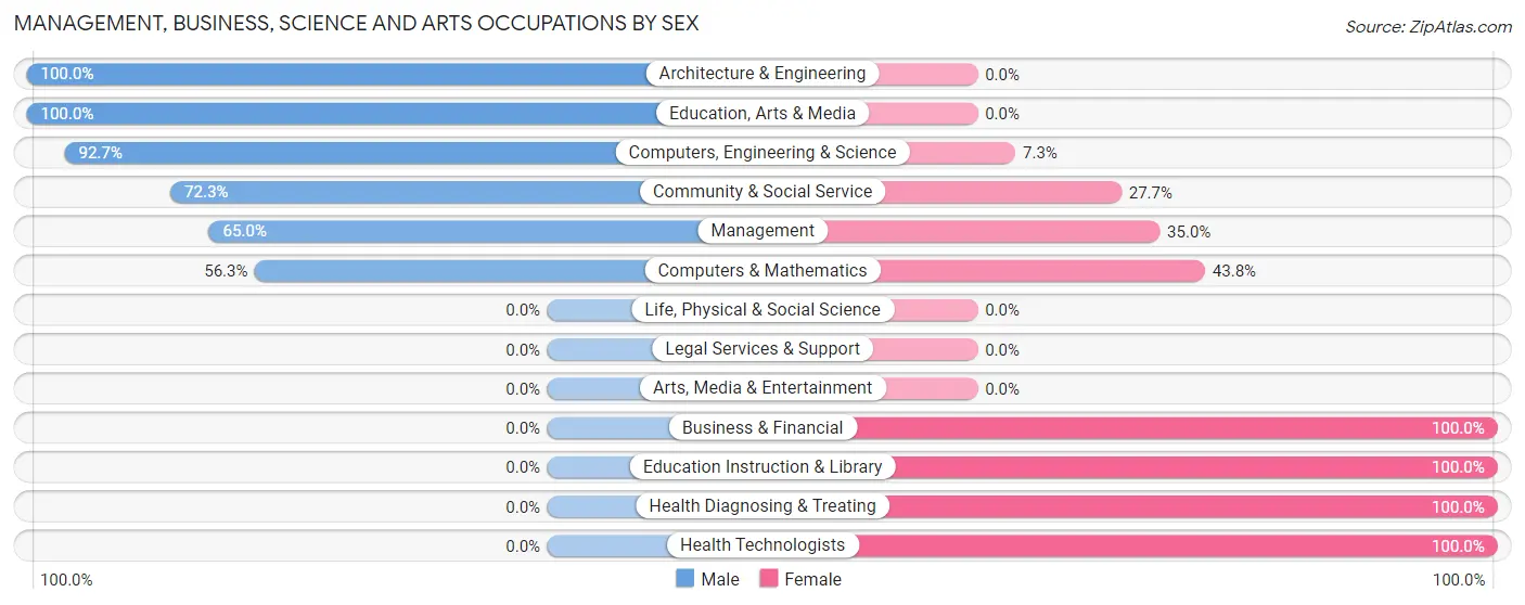 Management, Business, Science and Arts Occupations by Sex in Zip Code 38488
