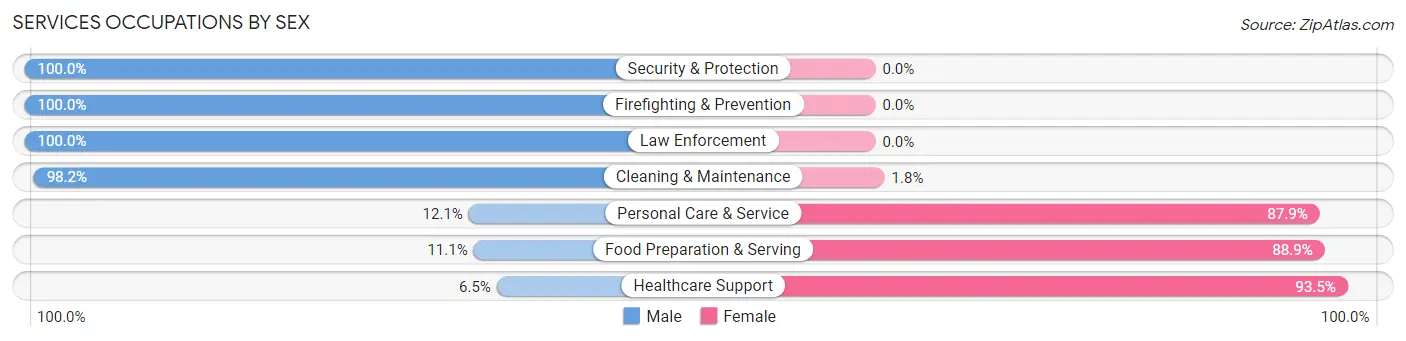 Services Occupations by Sex in Zip Code 38572