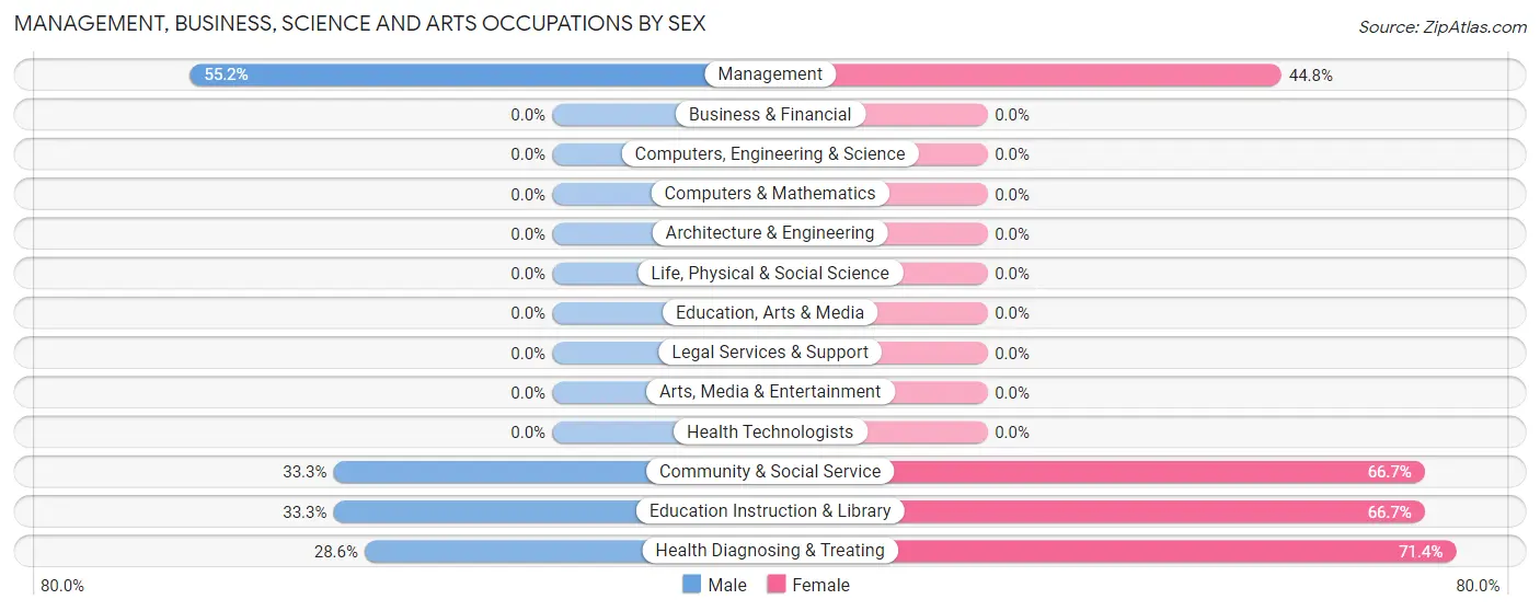 Management, Business, Science and Arts Occupations by Sex in Zip Code 38577