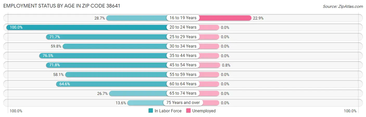 Employment Status by Age in Zip Code 38641
