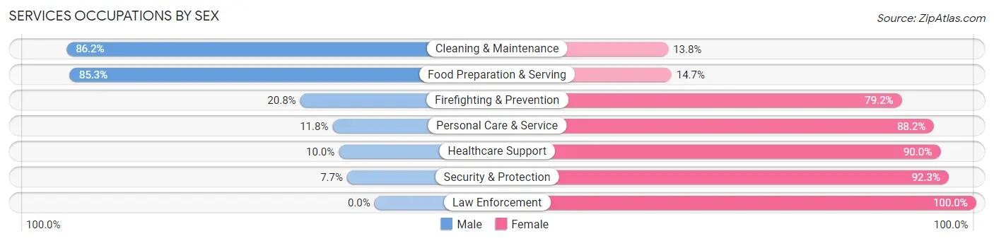 Services Occupations by Sex in Zip Code 38646