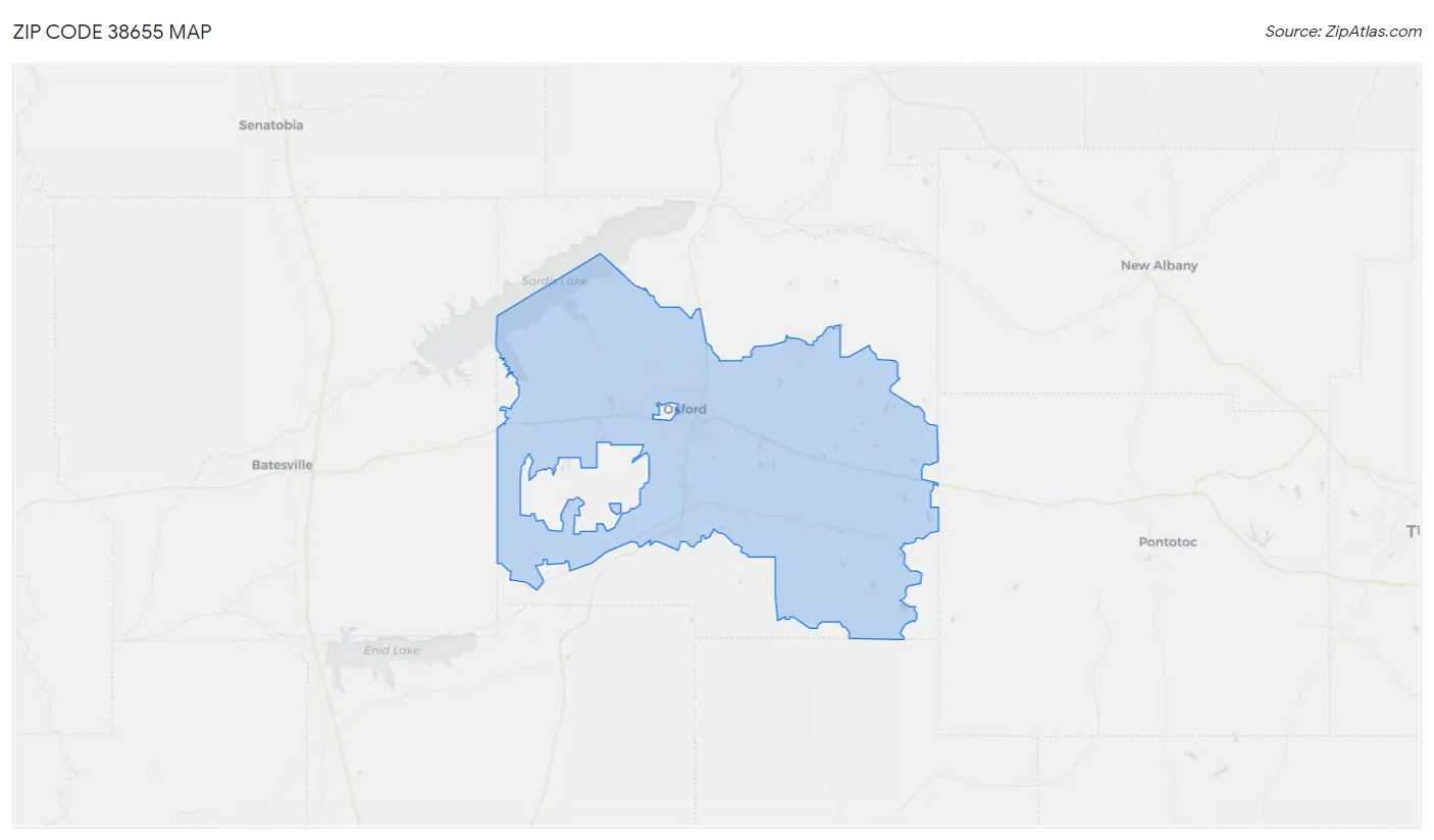 Zip Code 38655 Map