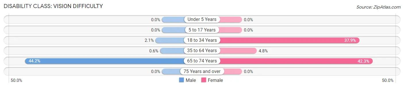 Disability in Zip Code 38725: <span>Vision Difficulty</span>