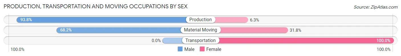 Production, Transportation and Moving Occupations by Sex in Zip Code 38760