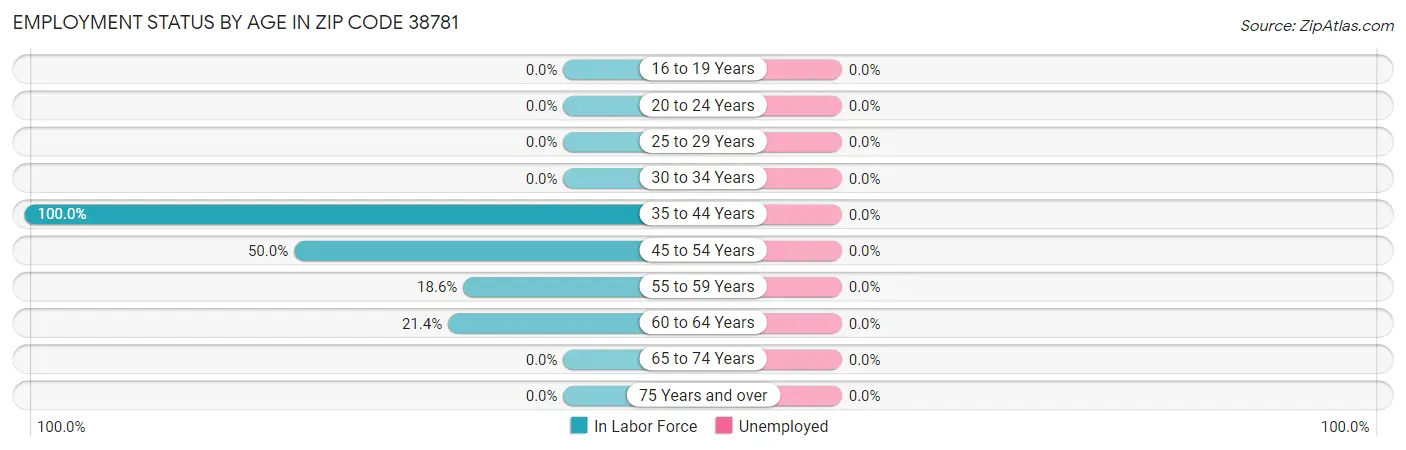 Employment Status by Age in Zip Code 38781