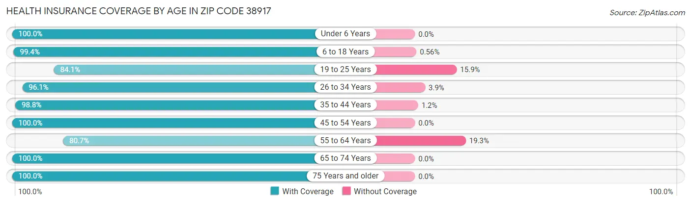 Health Insurance Coverage by Age in Zip Code 38917