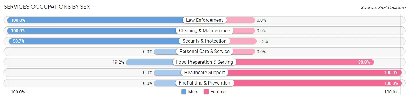 Services Occupations by Sex in Zip Code 39044
