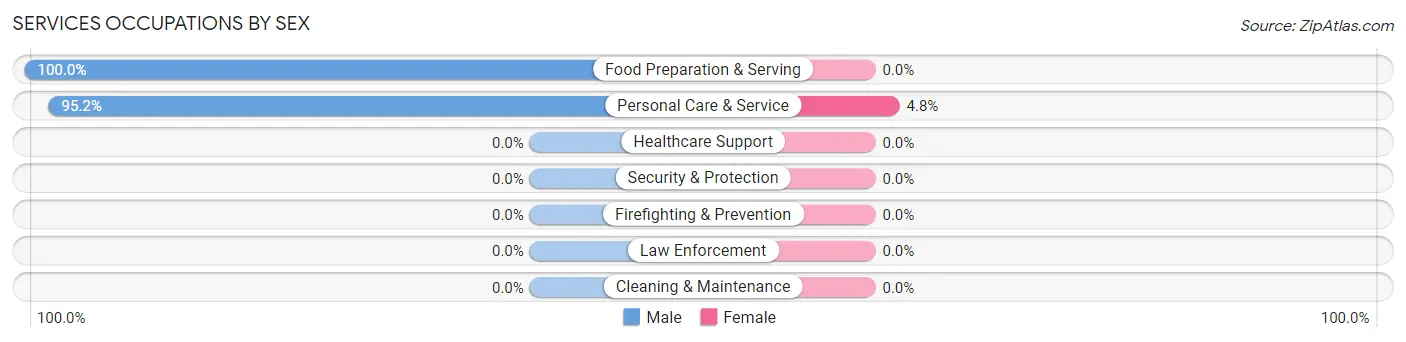 Services Occupations by Sex in Zip Code 39058