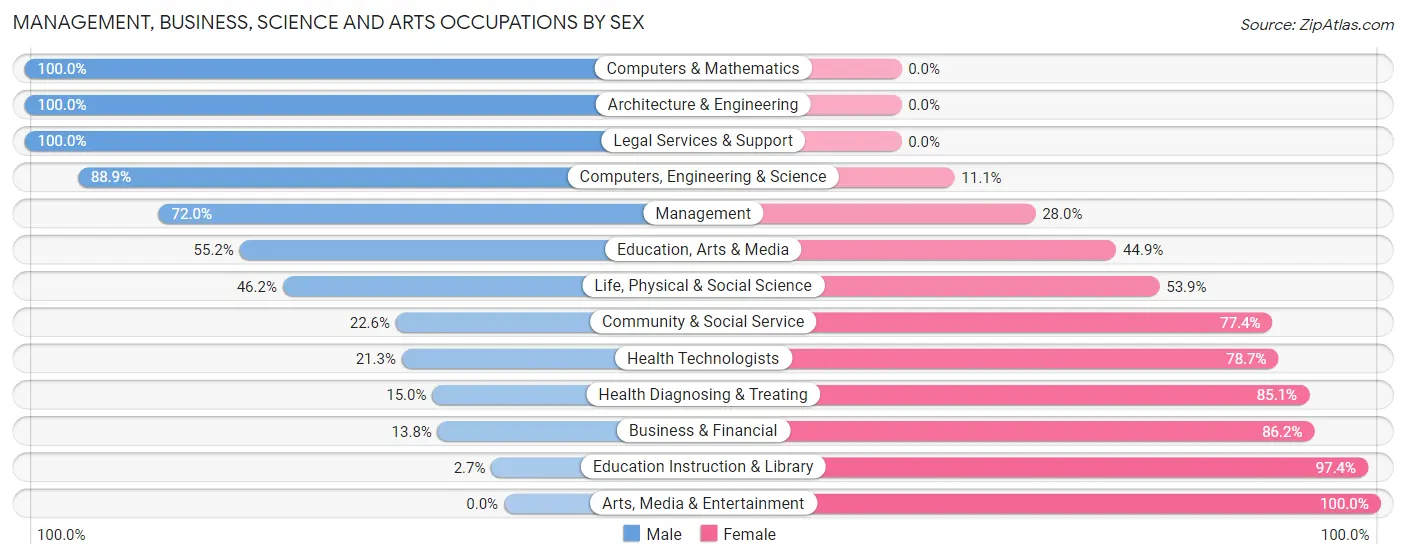 Management, Business, Science and Arts Occupations by Sex in Zip Code 39090