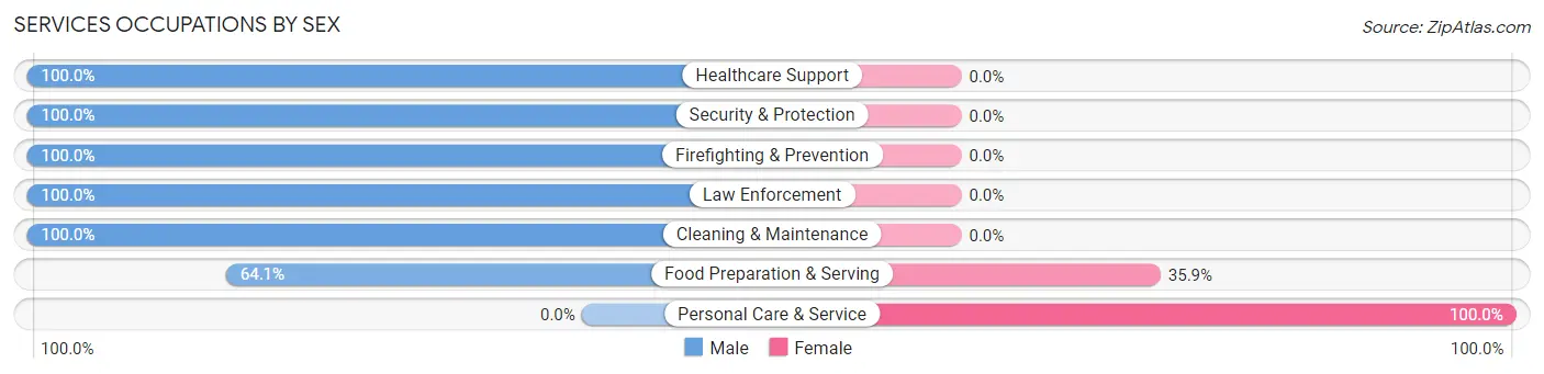 Services Occupations by Sex in Zip Code 39092