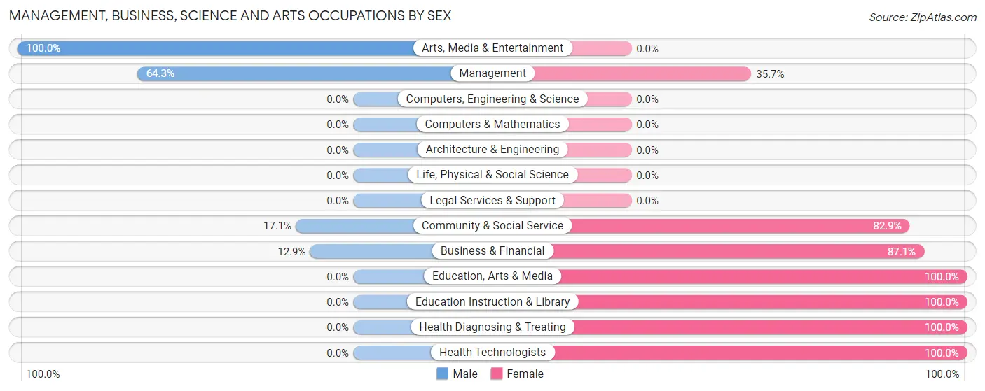 Management, Business, Science and Arts Occupations by Sex in Zip Code 39160