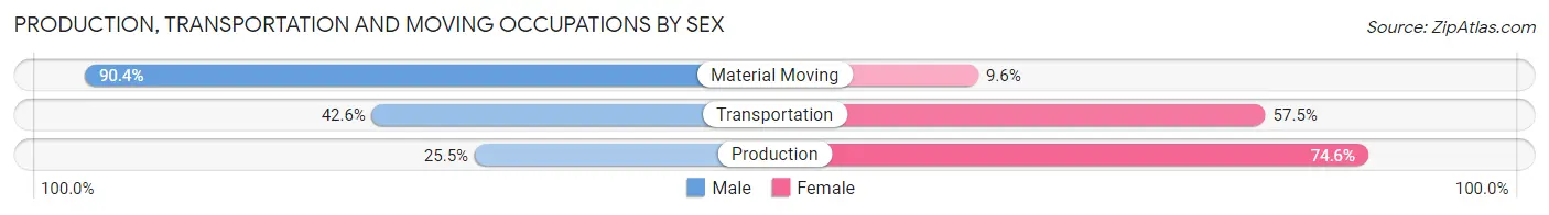 Production, Transportation and Moving Occupations by Sex in Zip Code 39169