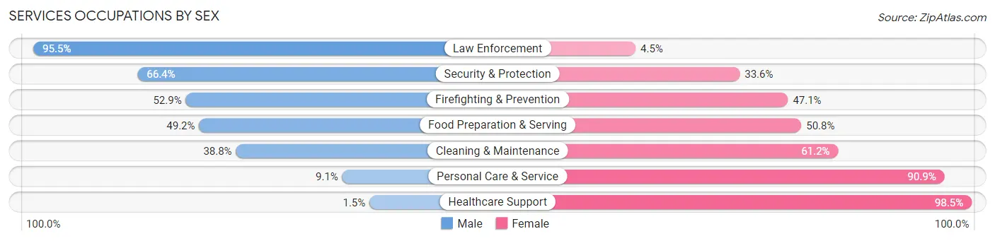 Services Occupations by Sex in Zip Code 39209