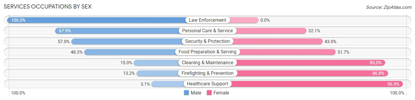 Services Occupations by Sex in Zip Code 39501