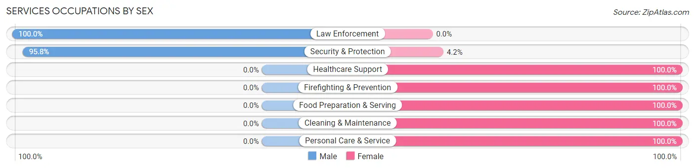 Services Occupations by Sex in Zip Code 39825