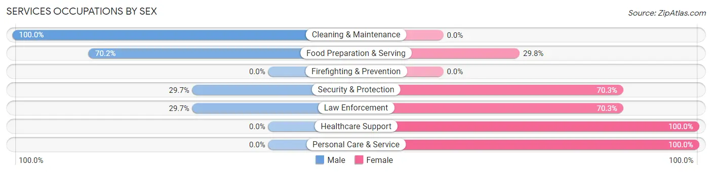 Services Occupations by Sex in Zip Code 39854