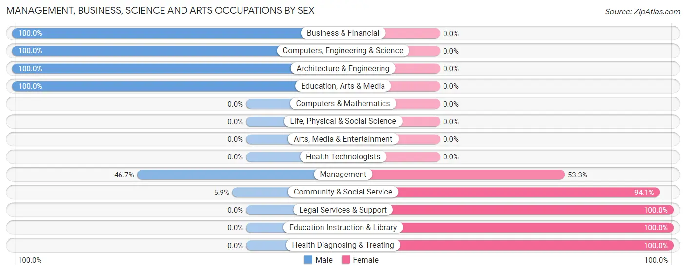 Management, Business, Science and Arts Occupations by Sex in Zip Code 39862