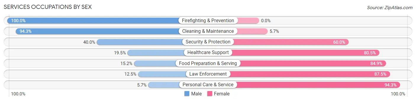 Services Occupations by Sex in Zip Code 40011