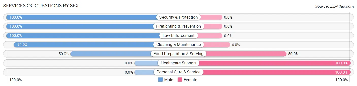 Services Occupations by Sex in Zip Code 40019