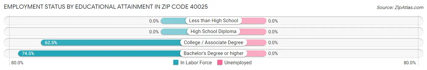 Employment Status by Educational Attainment in Zip Code 40025
