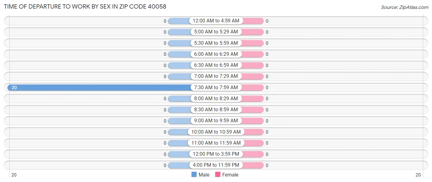 Time of Departure to Work by Sex in Zip Code 40058