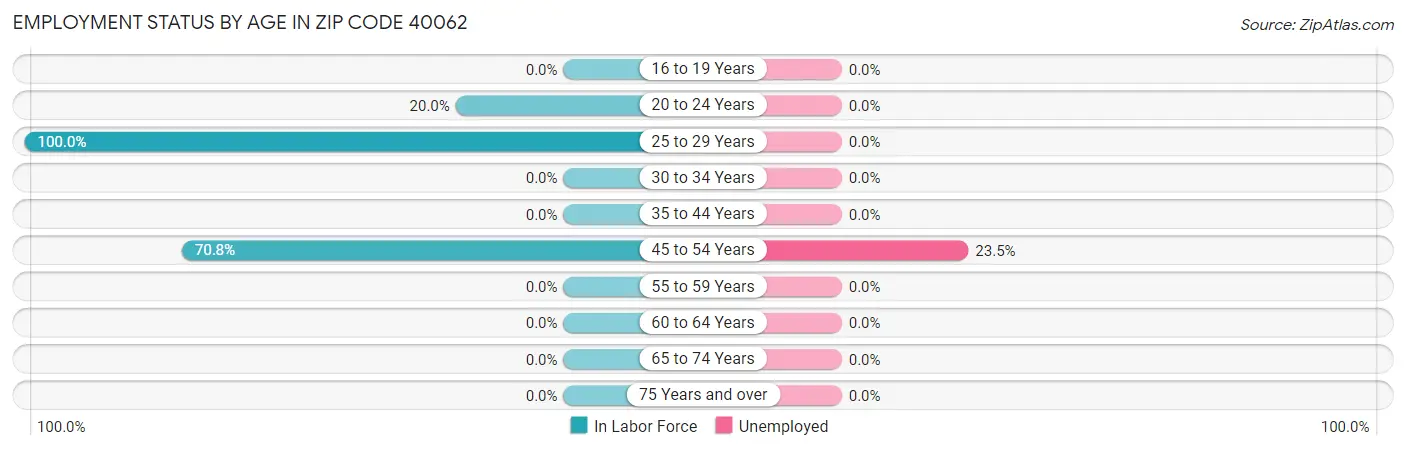 Employment Status by Age in Zip Code 40062