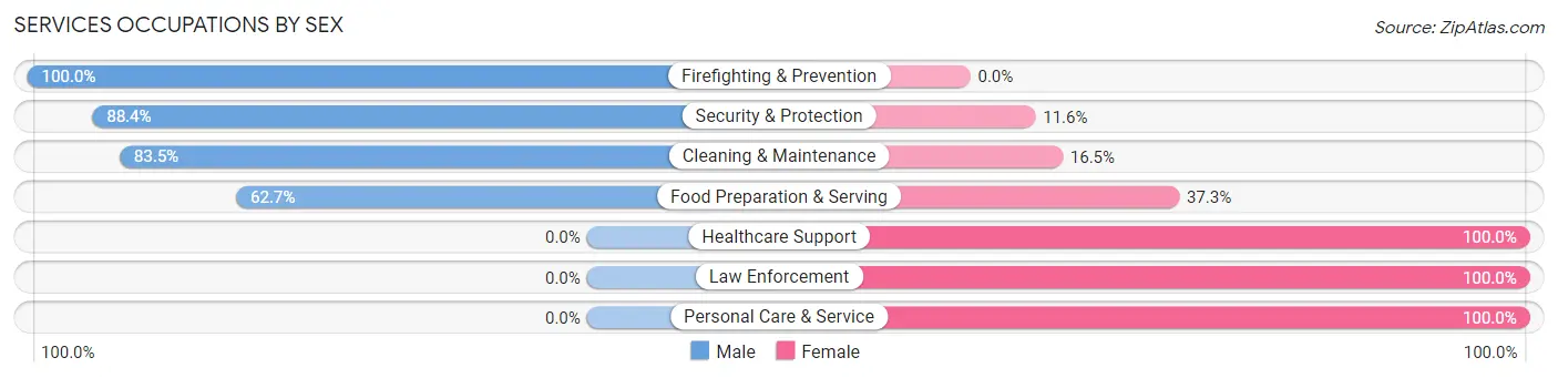 Services Occupations by Sex in Zip Code 40069