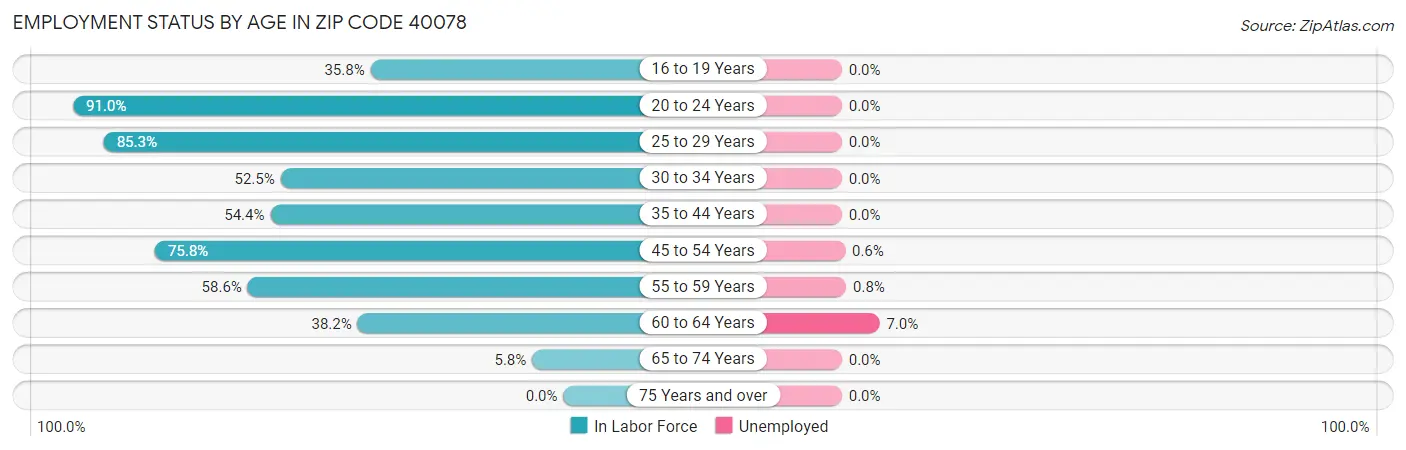 Employment Status by Age in Zip Code 40078