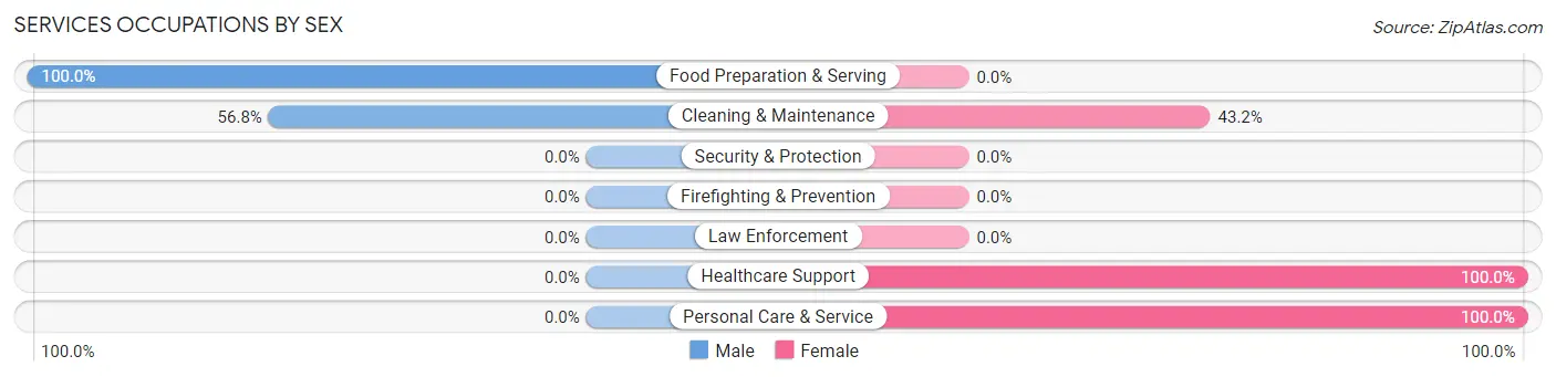 Services Occupations by Sex in Zip Code 40107