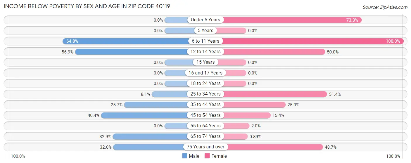 Income Below Poverty by Sex and Age in Zip Code 40119