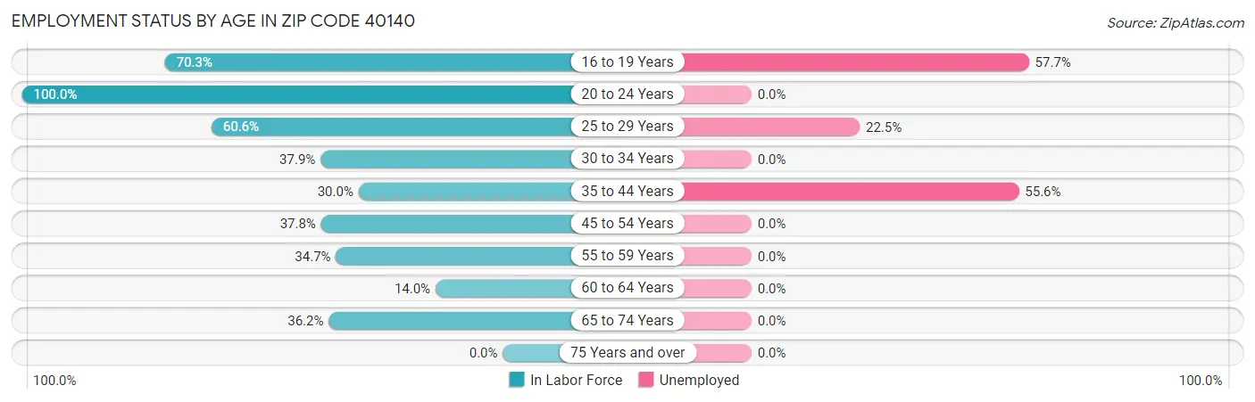 Employment Status by Age in Zip Code 40140