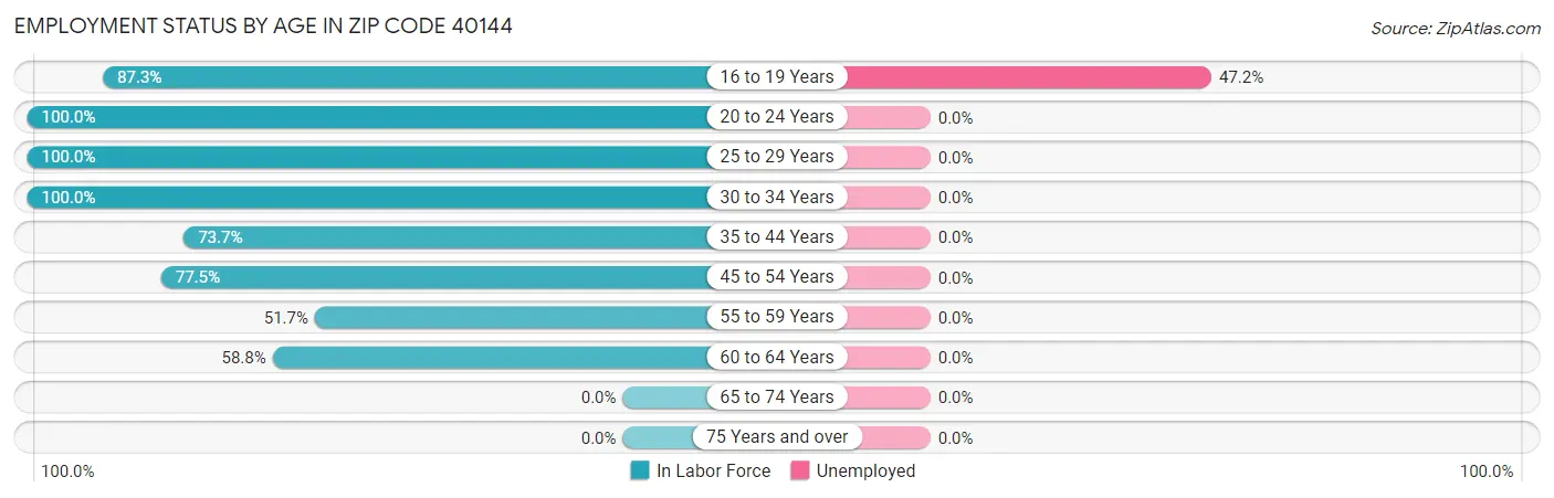 Employment Status by Age in Zip Code 40144