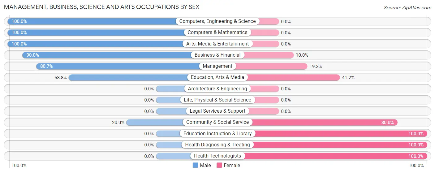 Management, Business, Science and Arts Occupations by Sex in Zip Code 40146